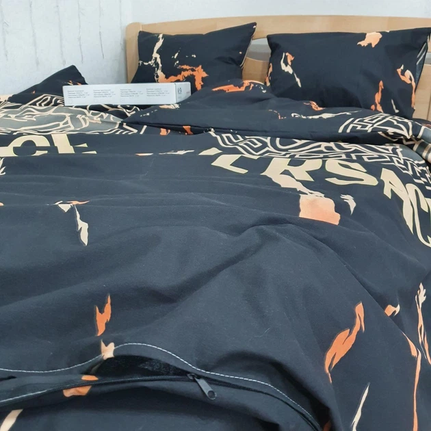 Постільна білизна KoTetextile бязь голд євро 200-220 см 50-70 2шт з резинкою версаче чорний - Фото 6 Постільна білизна KoTetextile бязь голд євро 200-220 см 50-70 2шт з резинкою версаче чорний - зображення 6