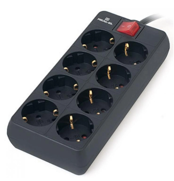 Мережевий фільтр живлення REAL-EL RS-8 PROTECT 3m black (EL122300022) - Фото 5 Мережевий фільтр живлення REAL-EL RS-8 PROTECT 3m black (EL122300022) - зображення 5