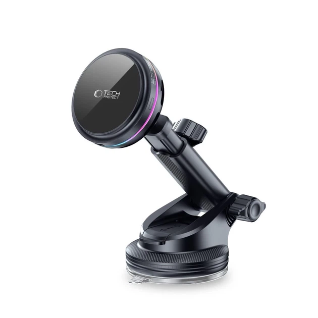 Автодержатель с функцией беспроводной зарядки Tech-Protect V9 ArcticBoost Magnetic Dashboard & Vent Car Mount Wireless Charger 25W Qi2.2 Black with Ma - изображение 3