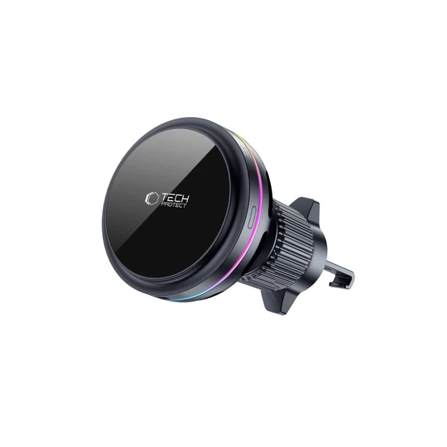 Автодержатель с функцией беспроводной зарядки Tech-Protect V9 ArcticBoost Magnetic Dashboard & Vent Car Mount Wireless Charger 25W Qi2.2 Black with Ma - изображение 5