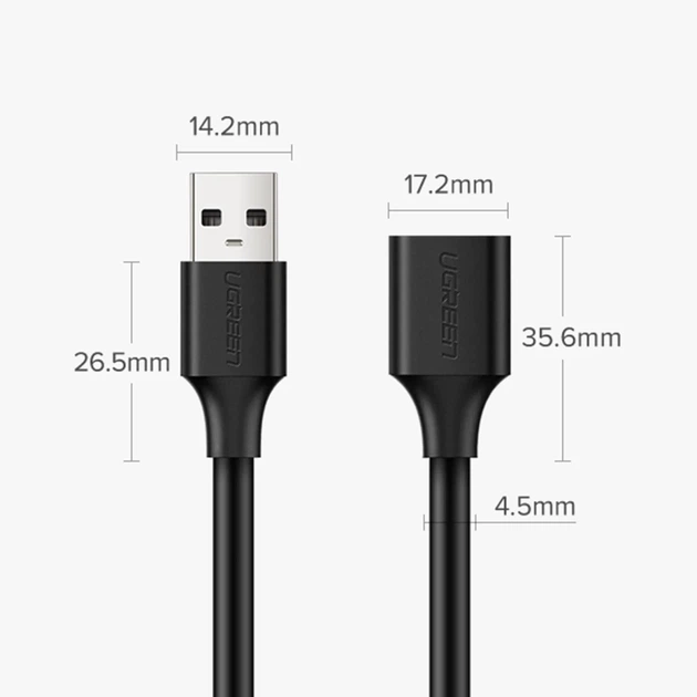 Кабель-подовжувач Ugreen USB-A (Male) to USB-A (Female) 480Mbps 1.5m Black (6957303813155) - зображення 6