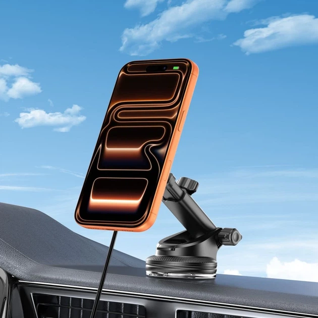 Автодержатель с функцией беспроводной зарядки Tech-Protect V9 ArcticBoost Magnetic Dashboard & Vent Car Mount Wireless Charger 25W Qi2.2 Black with Ma - изображение 10