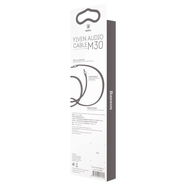 Кабель Baseus Yiven M30 Stereo AUX 3.5mm Male Mini Jack 1.5m Black/Silver (CAM30-CS1) - изображение 7