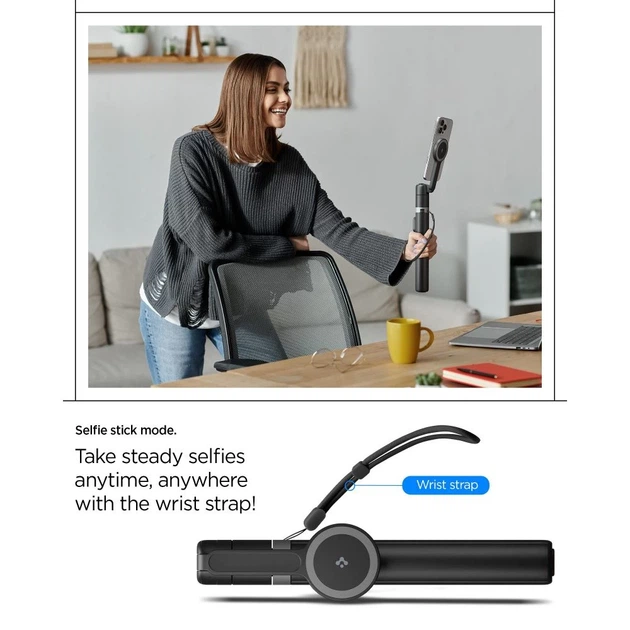 Универсальный штатив Spigen S581W Bluetooth Selfie Stick Tripod Black with MagSafe (AMP09534) - изображение 13