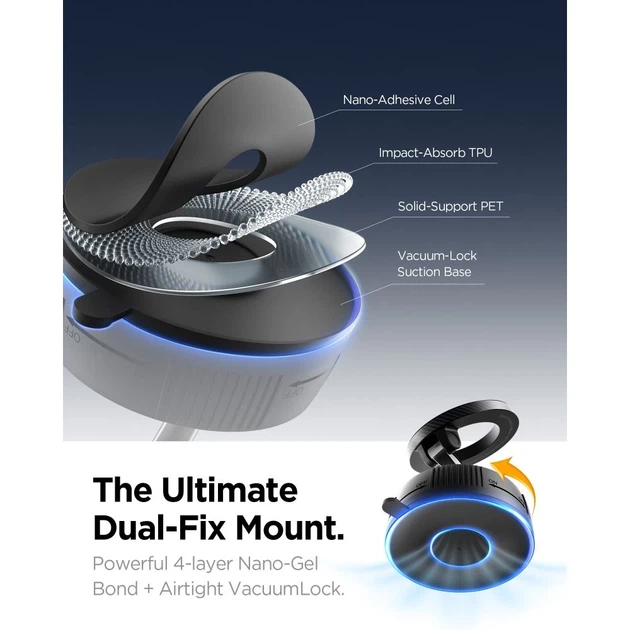 Автотримач Spigen MFT36 Vacuumlock Magnetic Dashboard Car Mount Black with MagSafe (ACP11172) - Фото 7 Автотримач Spigen MFT36 Vacuumlock Magnetic Dashboard Car Mount Black with MagSafe (ACP11172) - зображення 7