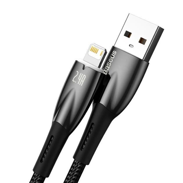 Кабель Baseus Glimmer Series Fast Charge USB-A to Lightning 2m Black (CADH000301) - Фото 2 Кабель Baseus Glimmer Series Fast Charge USB-A to Lightning 2m Black (CADH000301) - зображення 2