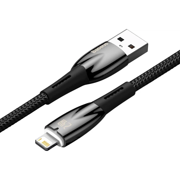 Кабель Baseus Glimmer Series Fast Charge USB-A to Lightning 2m Black (CADH000301) - Фото 4 Кабель Baseus Glimmer Series Fast Charge USB-A to Lightning 2m Black (CADH000301) - зображення 4
