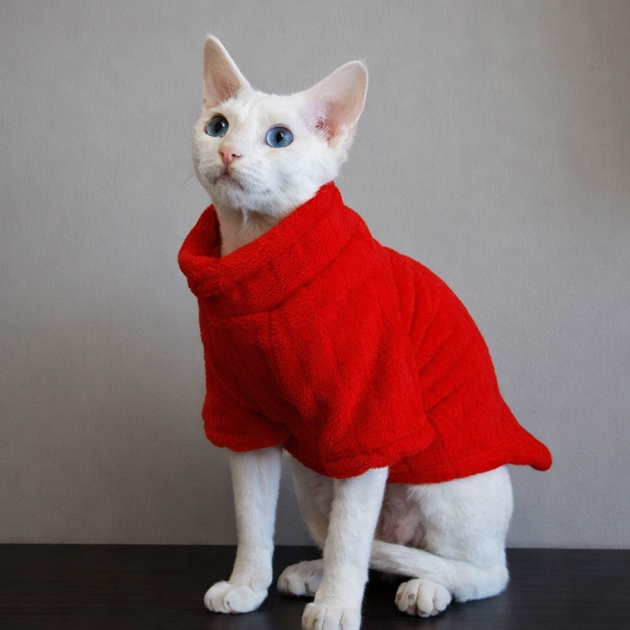Флісова кофта для котів (кішок) Фараон S Червоний - Фото 2 Флісова кофта для котів (кішок) Фараон S Червоний - зображення 2