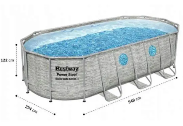 Овальный каркасный бассейн Bestway, 549×274×122 см, 13420л, с картриджным фильтром, лестницей и тентом - изображение 4