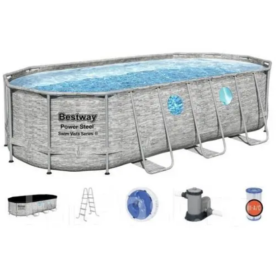 Овальный каркасный бассейн Bestway, 549×274×122 см, 13420л, с картриджным фильтром, лестницей и тентом - изображение 5