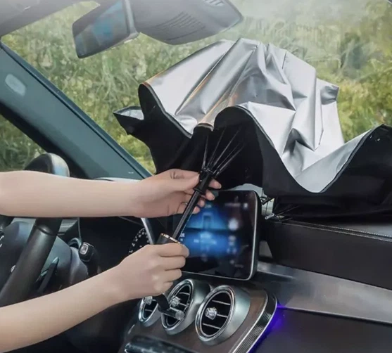 Автомобильный солнцезащитный зонт на лобовое стекло 135х75 Зонт для автомобиля umbrella - изображение 3