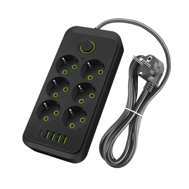 Мережевий фільтр-подовжувач QL-1075u 6 розеток 4-USB 1-Type-C чорний - Фото 1 Мережевий фільтр-подовжувач QL-1075u 6 розеток 4-USB 1-Type-C чорний - зображення 1