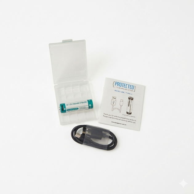 Аккумулятор Keeppower AA 14500 2500mWh 1.5V с USB Type-C зарядкой высокого качества - Фото 4 Аккумулятор Keeppower AA 14500 2500mWh 1.5V с USB Type-C зарядкой высокого качества - изображение 4