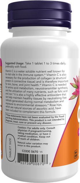 Дієтична добавка Now Foods Вітамін C-500 100 таблеток (733739006707) - зображення 3