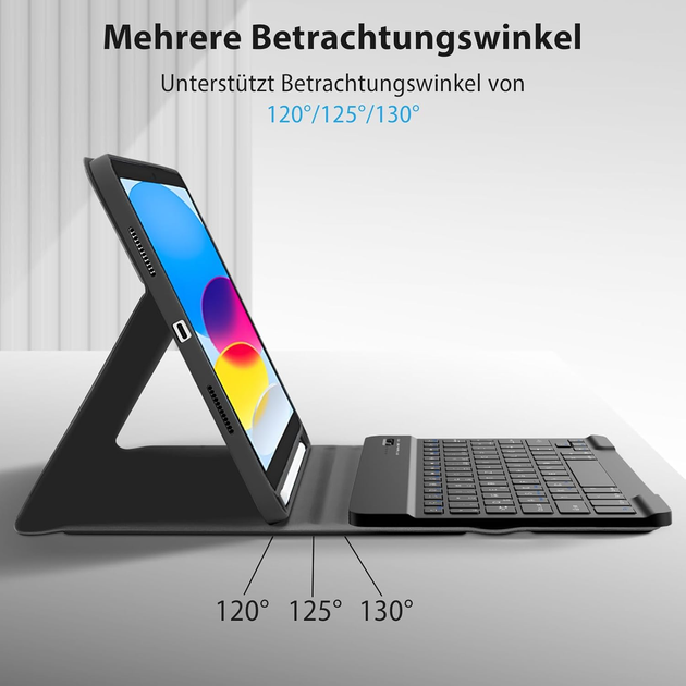 Чехол-клавиатура для iPad 10-го поколения 10.9 дюймов 2022 года, с Bluetooth клавиатурой, с держателем для стилус для iPad 10-го - Фото 5 Чехол-клавиатура для iPad 10-го поколения 10.9 дюймов 2022 года, с Bluetooth клавиатурой, с держателем для стилус для iPad 10-го - изображение 5