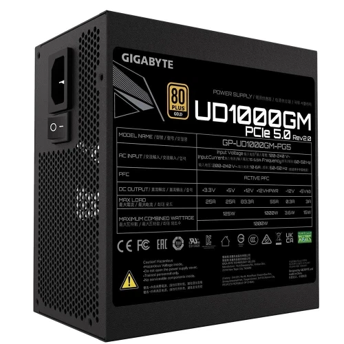 Блок питания 1000 Вт, Gigabyte UD1000GM PG5 V2, Black (GP-UD1000GM PG5 V2) - изображение 2