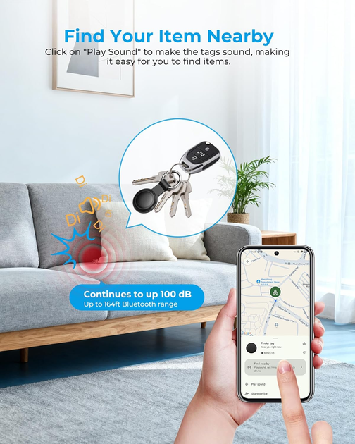 Android Tracker Tag 2 Pack, Smart Tag Bluetooth Key Finder, работает с Google Find My (только для Android), Locator предметов - Фото 5 Android Tracker Tag 2 Pack, Smart Tag Bluetooth Key Finder, работает с Google Find My (только для Android), Locator предметов - изображение 5