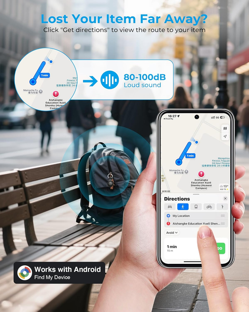 Android Tracker Tag 2 Pack, Smart Tag Bluetooth Key Finder, работает с Google Find My (только для Android), Locator предметов - Фото 6 Android Tracker Tag 2 Pack, Smart Tag Bluetooth Key Finder, работает с Google Find My (только для Android), Locator предметов - изображение 6