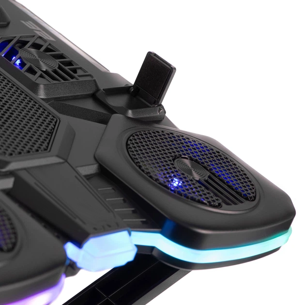 Подставка для ноутбука 2E GAMING CPG-011, до 17.3", 1xUSB-A, 1xUSB-C, LCD, RGB, чёрный - Фото 15 Подставка для ноутбука 2E GAMING CPG-011, до 17.3", 1xUSB-A, 1xUSB-C, LCD, RGB, чёрный - изображение 15