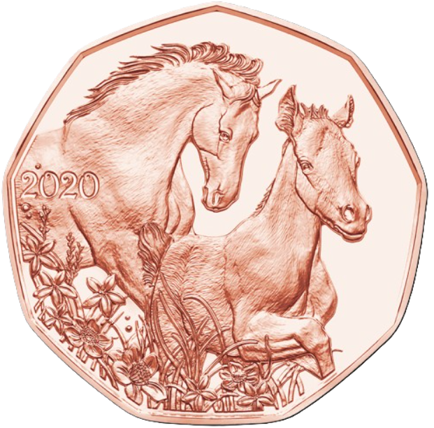 Монета 5 євро Друзі для життя - Коні UNC. Австрія 2020. Friends for Life - Horses - изображение 2