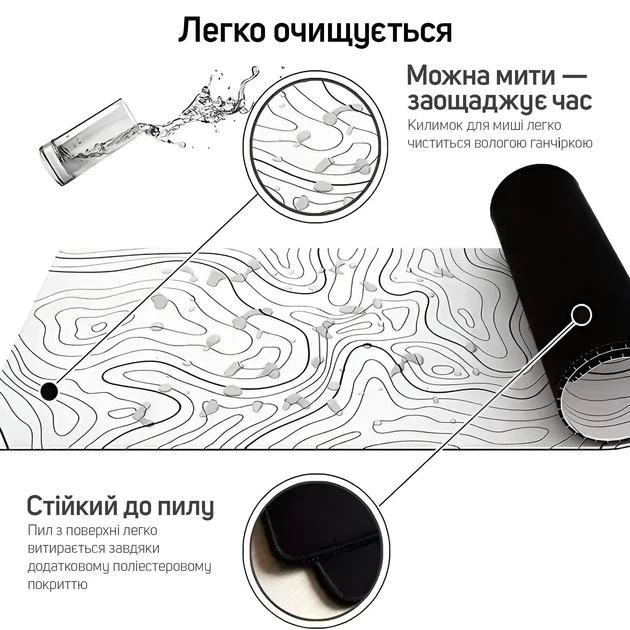 Ігровий Килимок Білий 800x400x4 мм XXL. Товщина 4мм із хвилями - зображення 5