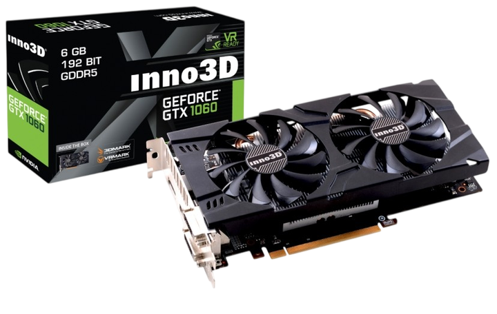 Відеокарта GeForce GTX 1060 6GB Inno3D Twin X2 (N106F-5SDN-N5GS) Б/В - Фото 1 Відеокарта GeForce GTX 1060 6GB Inno3D Twin X2 (N106F-5SDN-N5GS) Б/В - зображення 1