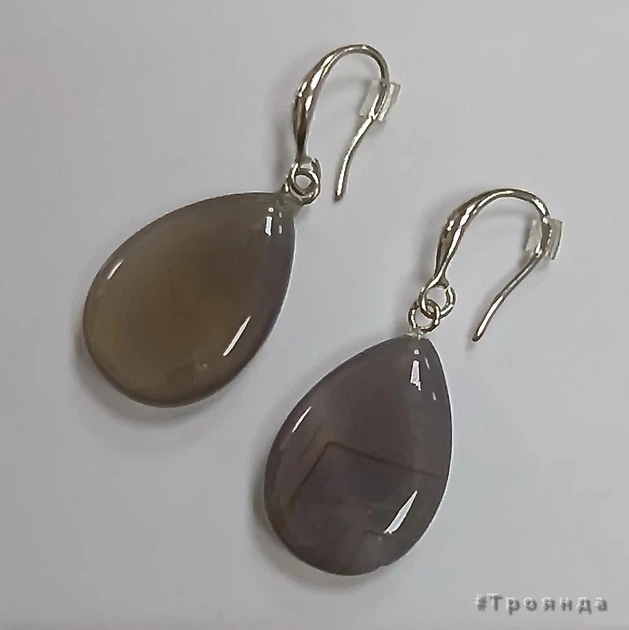 Серьги из натурального камня Серый Агат цвет серый (050200172-9) - изображение 2