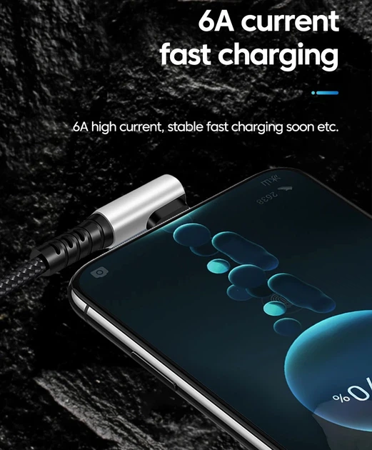 Дата-кабель переходник USB - Type-C (M/M) 6A Fast Charging Silver/Black, 25 см (48964) - изображение 3