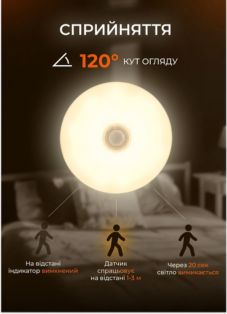 Бездротовий Led cвітильник нічник Body induction lamp на акумуляторі з датчиком руху - Фото 4 Бездротовий Led cвітильник нічник Body induction lamp на акумуляторі з датчиком руху - изображение 4