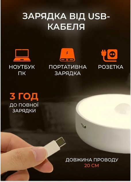 Бездротовий Led cвітильник нічник Body induction lamp на акумуляторі з датчиком руху - Фото 6 Бездротовий Led cвітильник нічник Body induction lamp на акумуляторі з датчиком руху - изображение 6