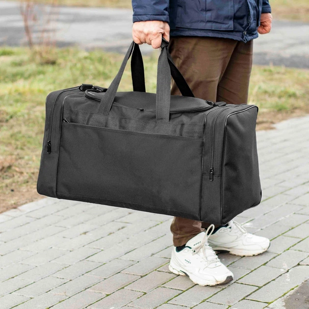 Сумка дорожная спортивная Fat Black на 60 л, черная, Оксфорд 1000Д, с резиновыми ножками (63х32х30 см) - изображение 8