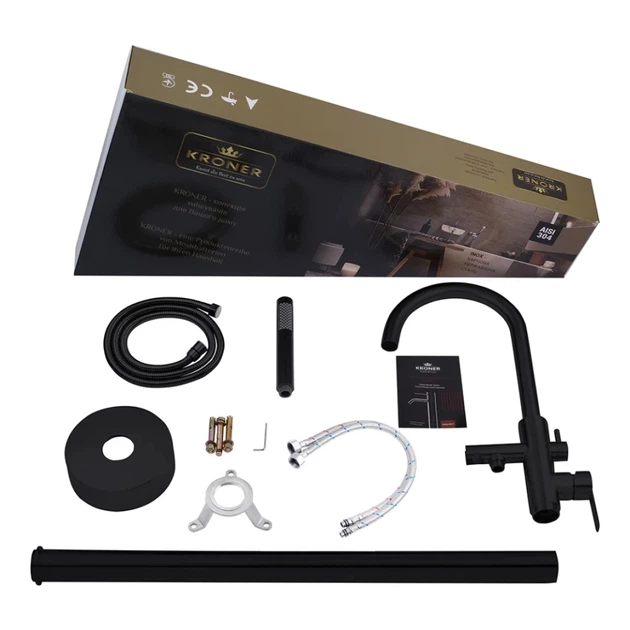 Смеситель для ванны Kroner KRP Edelstahl Klassisch SCH077 напольный, черный матовый (CV029976) - изображение 8