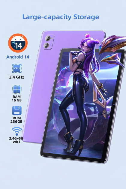 Планшет 10.1" Full HD TYD 109 Pro 16/256Gb 4G 2-SIM 8 ядер Android 14 8000 mAh Фиолетовый Б/В b1 - изображение 2