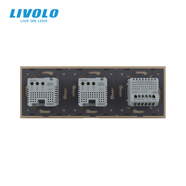 Умный двойной терморегулятор LIVOLO с управлением с телефона, выключатель 2-клавишный, золото, стекло - Фото 4 Умный двойной терморегулятор LIVOLO с управлением с телефона, выключатель 2-клавишный, золото, стекло - изображение 4