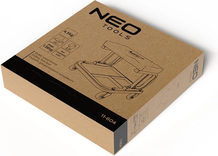 Stołek warsztatowy NEO Tools na kółkach z półką na narzędzia 11-604 (5907558477269) - obraz 5