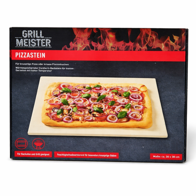 Камінь для піци GRILLMEISTER кордієрит 30×38 см прямокутний для духовки та гриля - Фото 1 Камінь для піци GRILLMEISTER кордієрит 30×38 см прямокутний для духовки та гриля - зображення 1