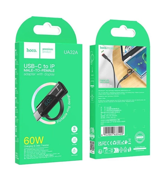 Adapter USB C To Lightning — Hoco UA32A — Black (781907) - изображение 3