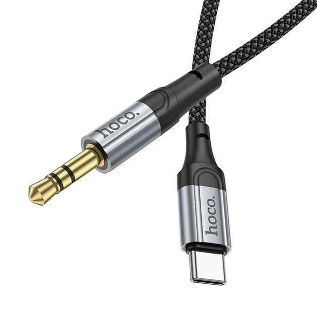 Cable AUX To USB C (1m) — Hoco UPA26 — Black (777064) - Фото 4 Cable AUX To USB C (1m) — Hoco UPA26 — Black (777064) - зображення 4