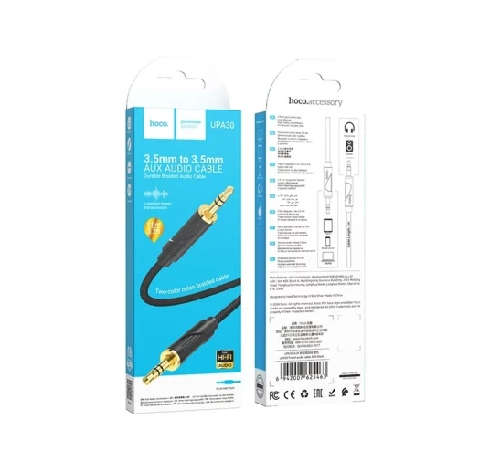 Cable AUX 3.5mm to 3.5mm (1m) — Hoco UPA30 Audio Cable — Black (785070) - изображение 3