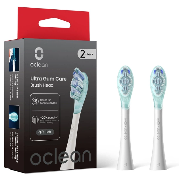 Насадка для зубної електрощітки Oclean Ultra Gum Care White UG03 2 шт (6970810557008) - Фото 1 Насадка для зубної електрощітки Oclean Ultra Gum Care White UG03 2 шт (6970810557008) - изображение 1