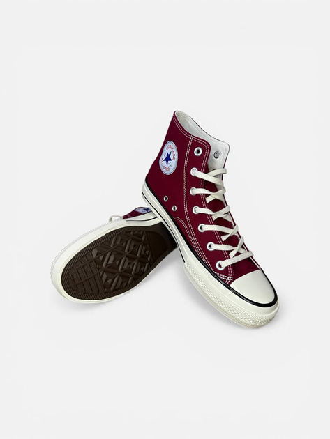 Жіночі кеди високі з вишивкою Converse бордові 41 - Фото 3 Жіночі кеди високі з вишивкою Converse бордові 41 - зображення 3