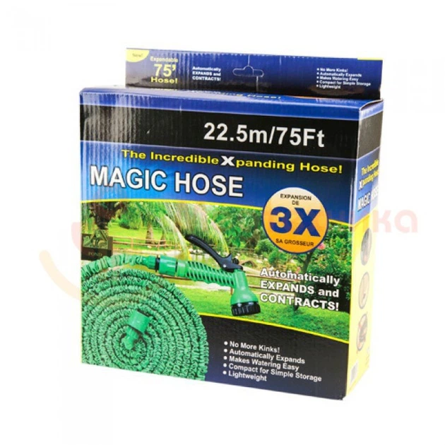 Шланг Magic Hose 22,5 метров для полива сада с распылителем Синий 600 г - Фото 6 Шланг Magic Hose 22,5 метров для полива сада с распылителем Синий 600 г - изображение 6