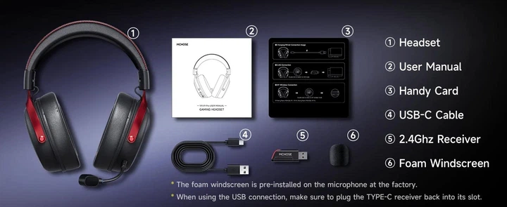 Бездротові ігрові навушники MCHOSE V9 Pro з мікрофоном 2.4G + Bluetooth, 7.1 Surround Sound (White) - зображення 14