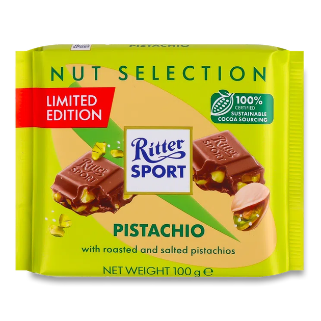 Шоколад Ritter Sport Фісташка 100 г - Фото 1 Шоколад Ritter Sport Фісташка 100 г - изображение 1