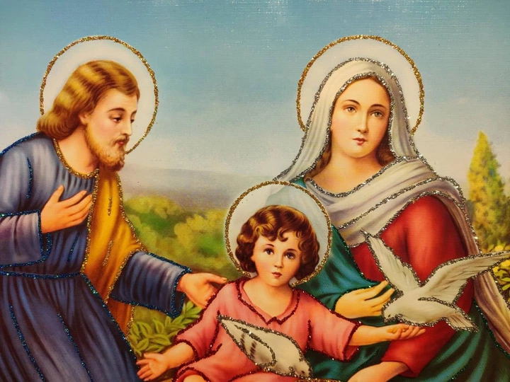 Образ Свята родина з блиском в золотистій багетній рамі 30х40 см. №P126 - зображення 6