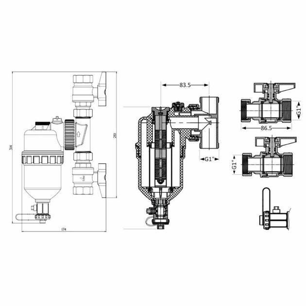 Фільтр-шліламатор Thermo Alliance Forte 1", поворотний (магнітний шламоуловлювач) TAF400G25 - зображення 2