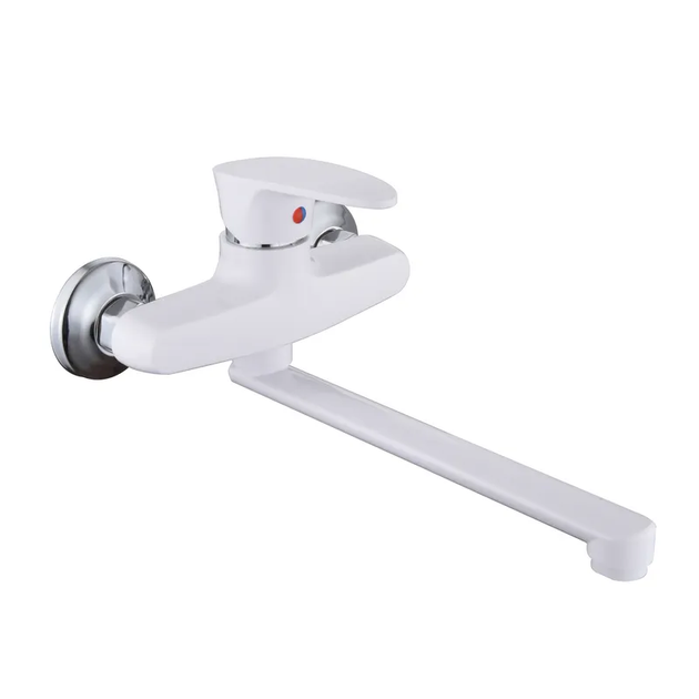 Смеситель для кухни настенный Plamix Cezar-005 White (PM0734) - Фото 1 Смеситель для кухни настенный Plamix Cezar-005 White (PM0734) - изображение 1