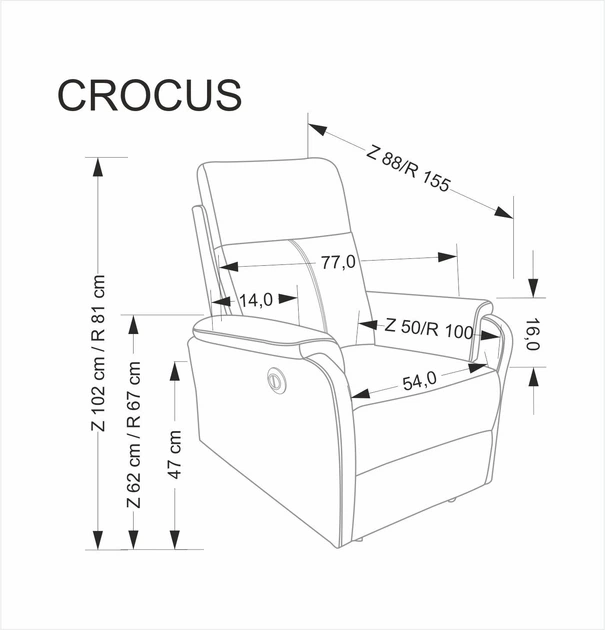 Розкладне крісло Halmar Crocus Бежеве (V-CH-CROCUS-FOT-BEŻOWY) (5905248136359) - зображення 13