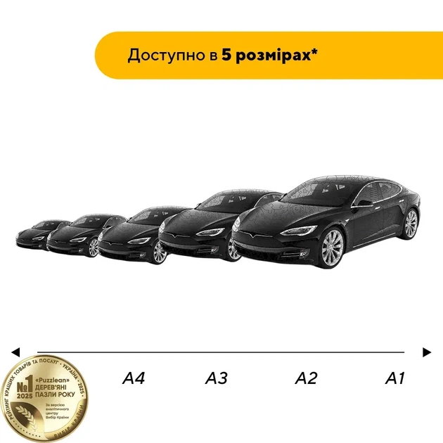 Дерев'яний фігурний пазл Чорна Блискавка, А4, Картонна коробка 100 елементів - зображення 2