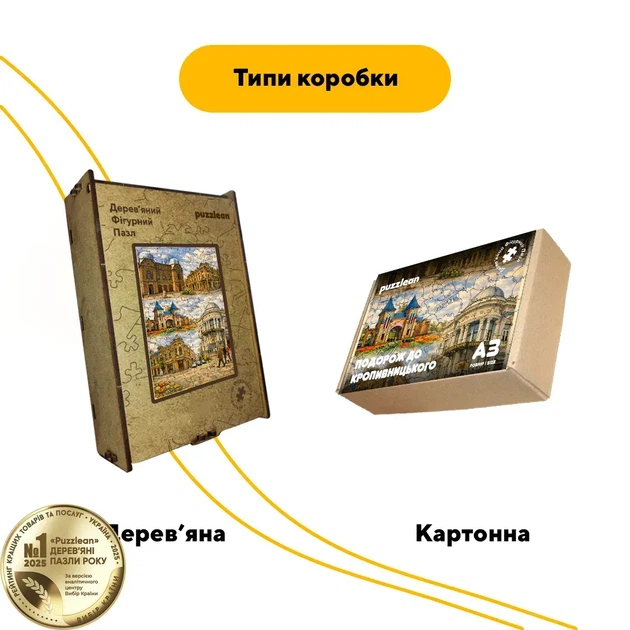 Дерев'яний фігурний пазл Подорож у Кропивницький, А2, Картонна коробка 300+ елементів - изображение 4